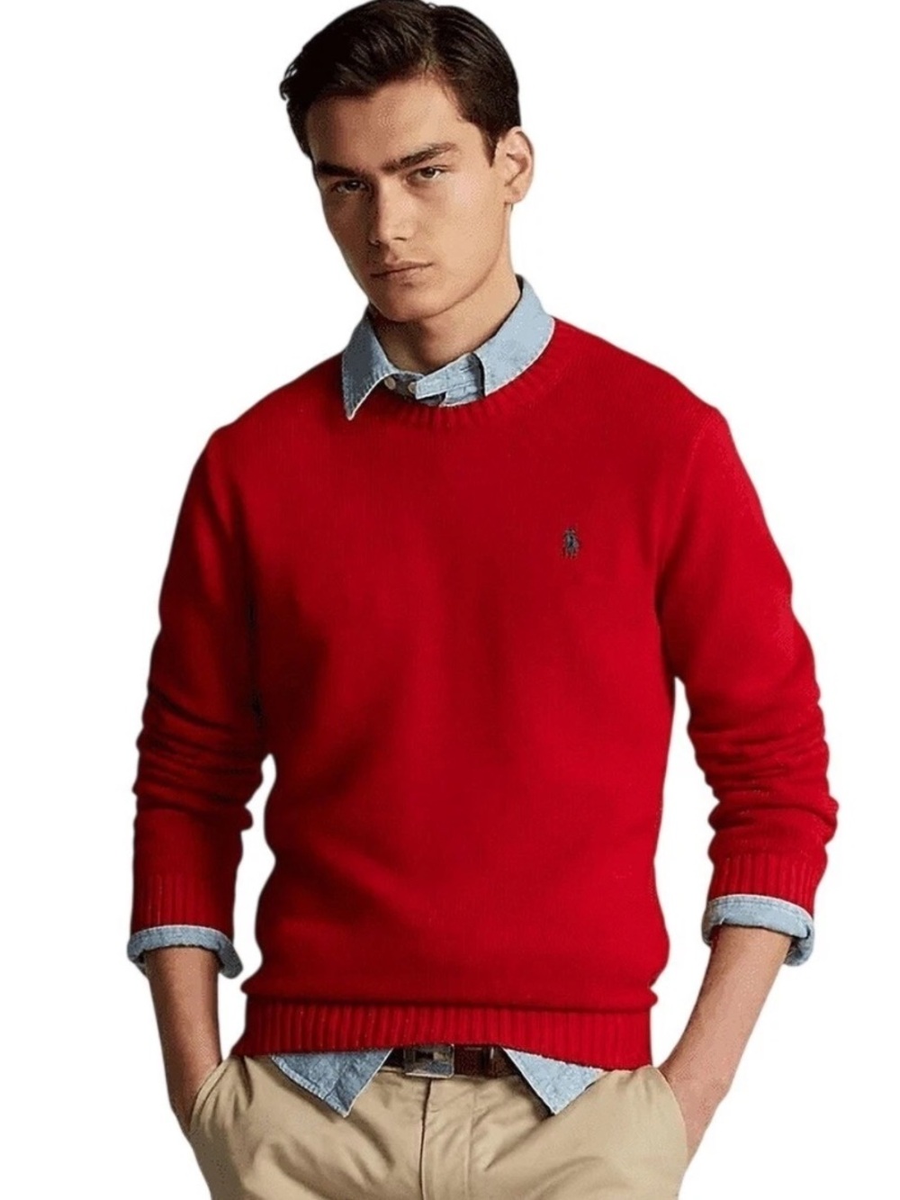 Polo Ralph Lauren Mens XXL Red Cotton Crewneck Sweater